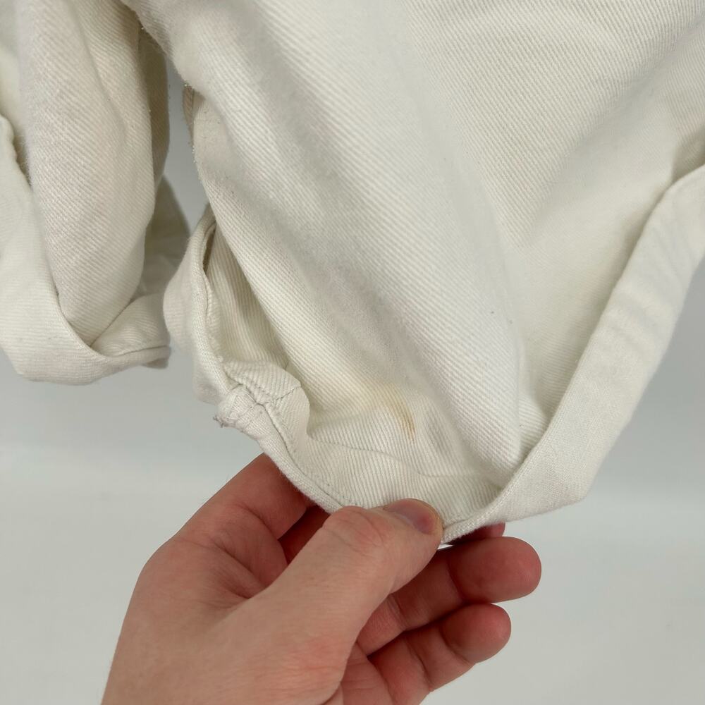 Vintage 80s 90s Women's JouJou White Denim Bibs Overalls Shortalls Size Large - Picture 6 of 11